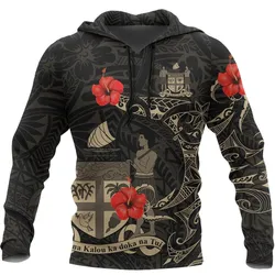 Fiji Hoodie Hibiscus Tattoo Style