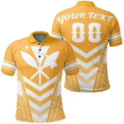 Hawaii Kanaka Map Football Jersey Polynesian Polo Shirt - Yellow & White - Maris Style