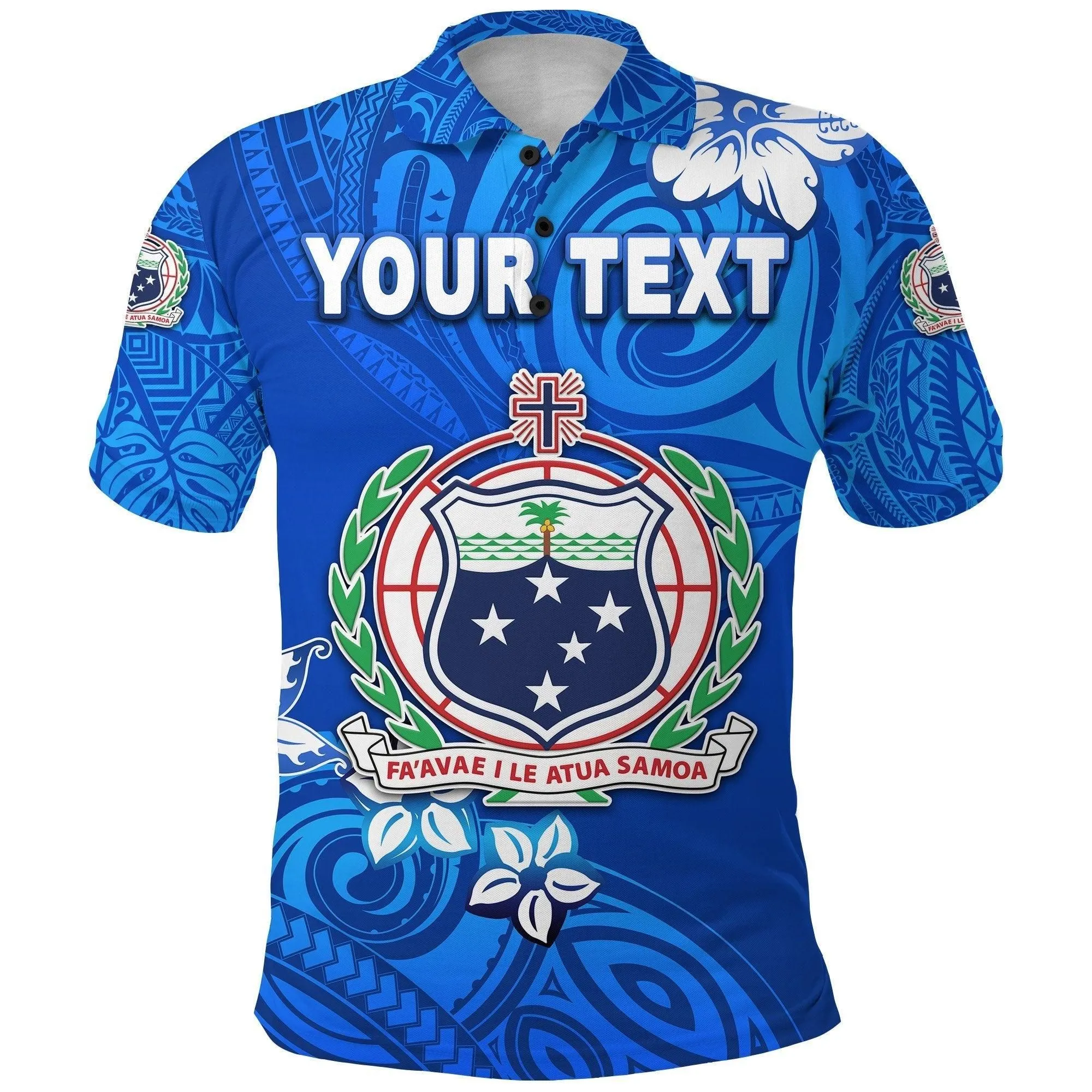(Custom Personalised) Manu Samoa Rugby Polo Shirt Unique Vibes Coat Of Arms - Full Blue