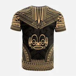 Marquesas Islands Custom Personalised T Shirt - Marquesas Islands Tiki Face Polynesian Chief Tattoo Gold Version