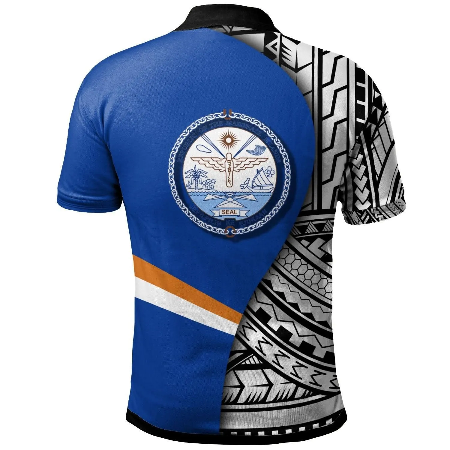 Marshall Islands Polo Shirt - Coat Of Arm and Polynesian Patterns