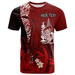 (Custom Personalised) New Caledonia T Shirt Nautilus Red Polynesian Hibiscus LT13