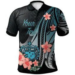 Samoa Personalised Custom Polo Shirt - Turquoise Polynesian Hibiscus Pattern Style