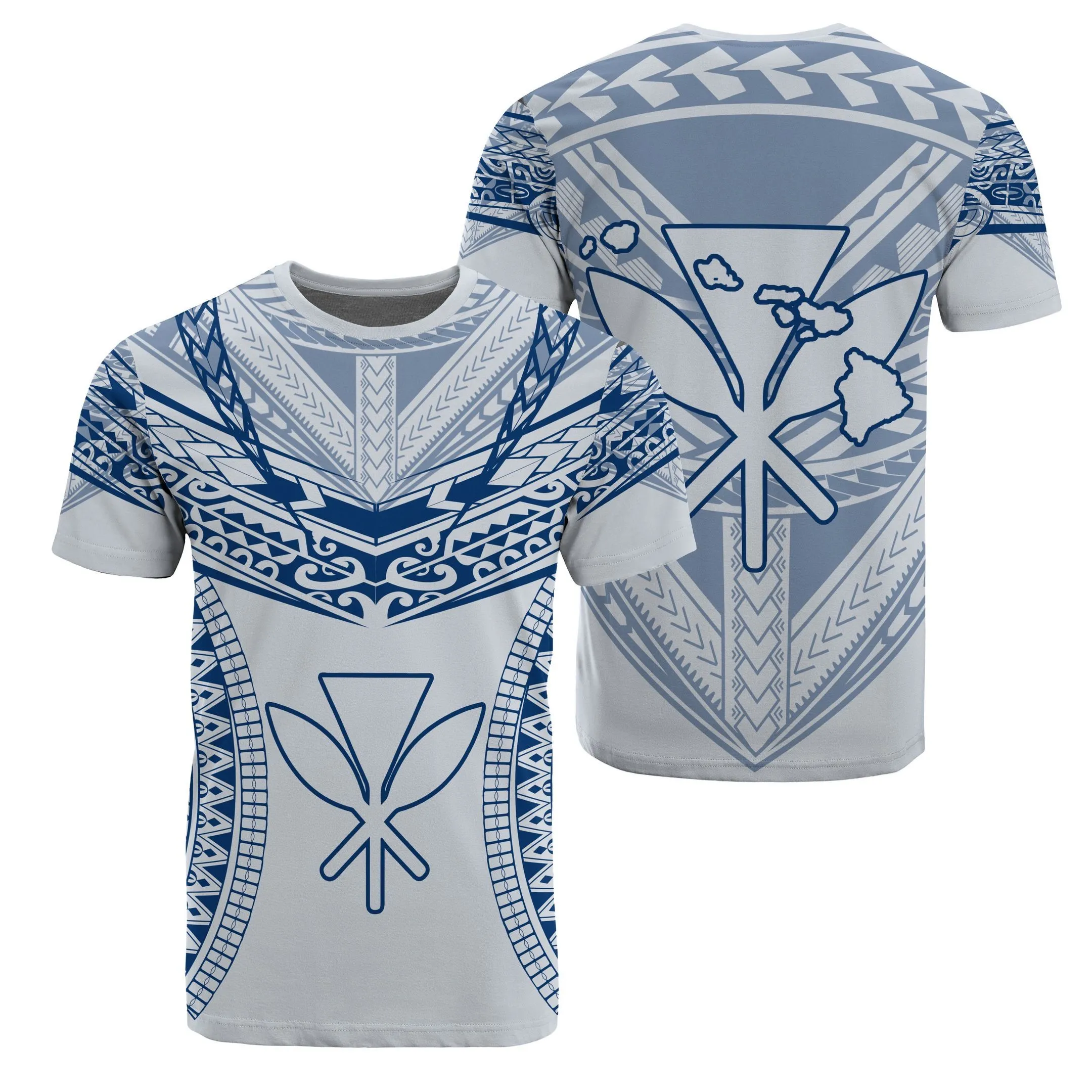 Hawaiian Aloha Kanaka Map Football T Shirt White And Blue Roger Style Ah J2 Hawaiian Shorts Beach Short Sleeve