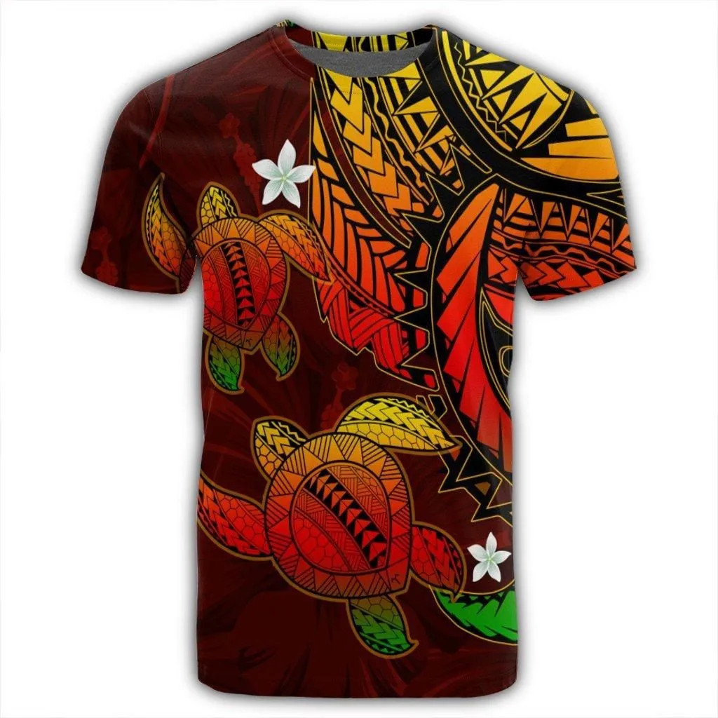 Hawaii Polynesian Turtle Hibiscus T-Shirt - Color Flag - AH