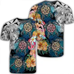 Alohawaii Tee - Hawaiian Turtle Swimming Wave Plumeria Hibiscus Polynesian T-shirt Garden Style - AH - J5R