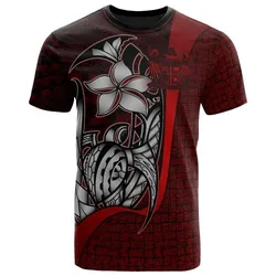 Fiji Polynesian T-Shirt Red Coat Of Arm - Turtle with Hook