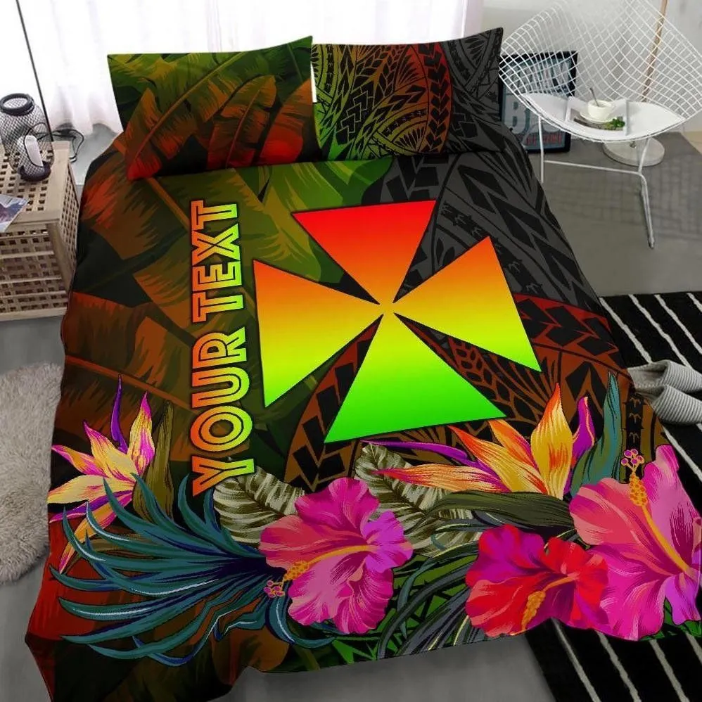 Wallis and Futuna Polynesian Personalised Bedding Set - Hibiscus and Banana Leaves - BN15