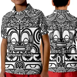 (Custom Personalised) Marquesas Islands Polo Shirt KID Marquesan Tattoo Simple Style - Black LT8