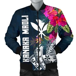 Hawaii Men's Bomber Jacket - Polynesian Hibiscus with Summer Vibes - BN15