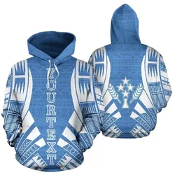 Kosrae All Over Hoodie - Blue Flag Tattoo Style Custom - Bn01