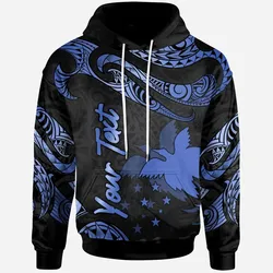 Papua New Guinea Polynesian Custom Personalised Hoodie - Poly Tattoo Blue Version