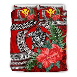 FamilyGater Bedding Set - Cover and Pillow Cases Kanaka Maoli (Hawaiian) - Polynesian Turtle Hibiscus Red A24