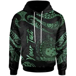 Samoa Polynesian Custom Personalised Hoodie - Poly Tattoo Green Version