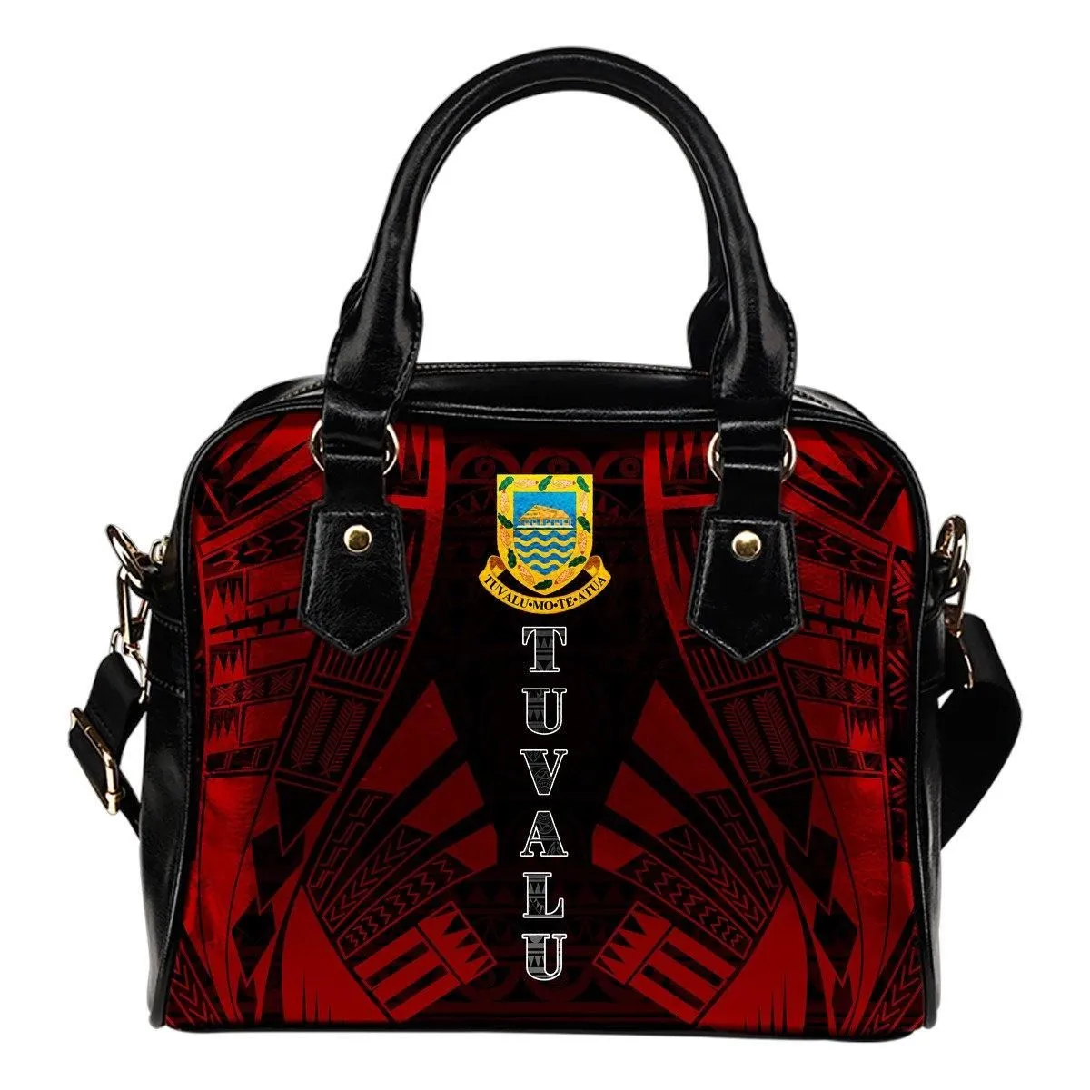 Tuvalu Shoulder Handbag - Polynesian Tattoo Red
