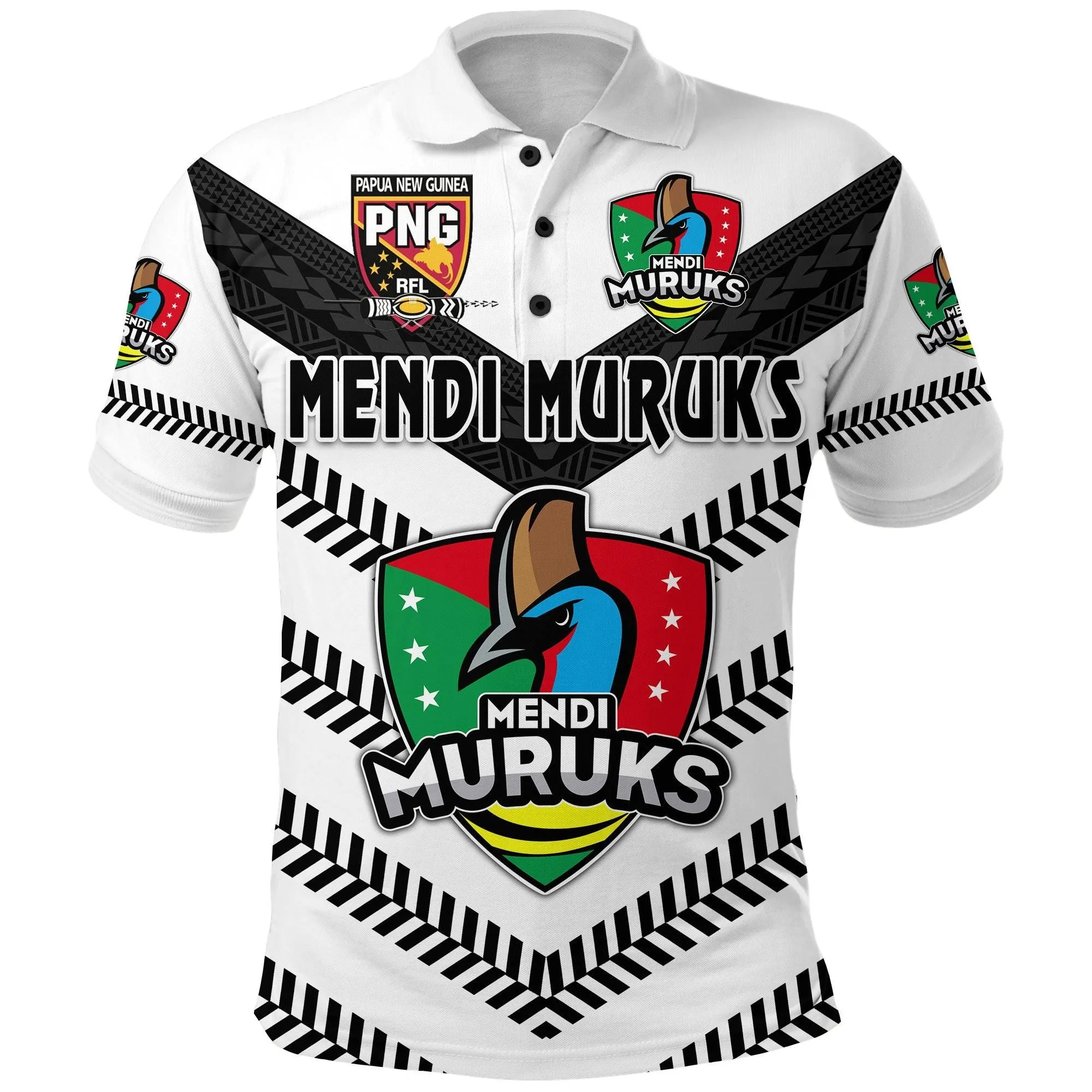 Papua New Guinea PRK Mendi Muruks Polo Shirt Rugby Original Style - White LT8