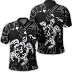 Alohawaii Shirt - Hawaiian Map Kanaka Hibiscus Turtle White Polynesian Polo Shirt - AH - J4R