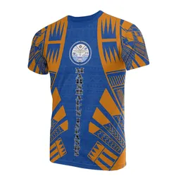 Marshall Islands T shirt - Marshall Islands Seal Polynesian Tattoo Blue Style