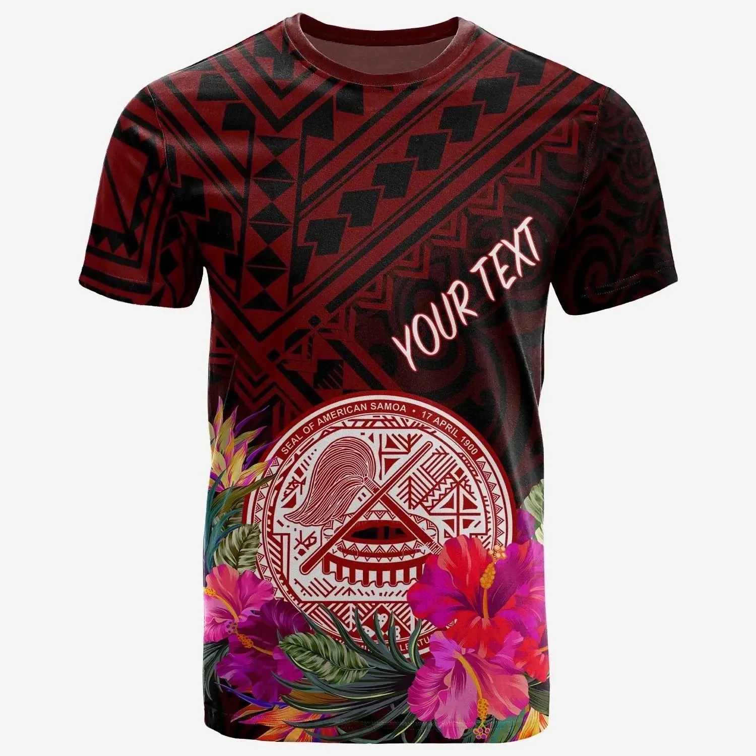 American Samoa Personalised T-Shirt - Coat Of Arm With Polynesian Patterns - BN25