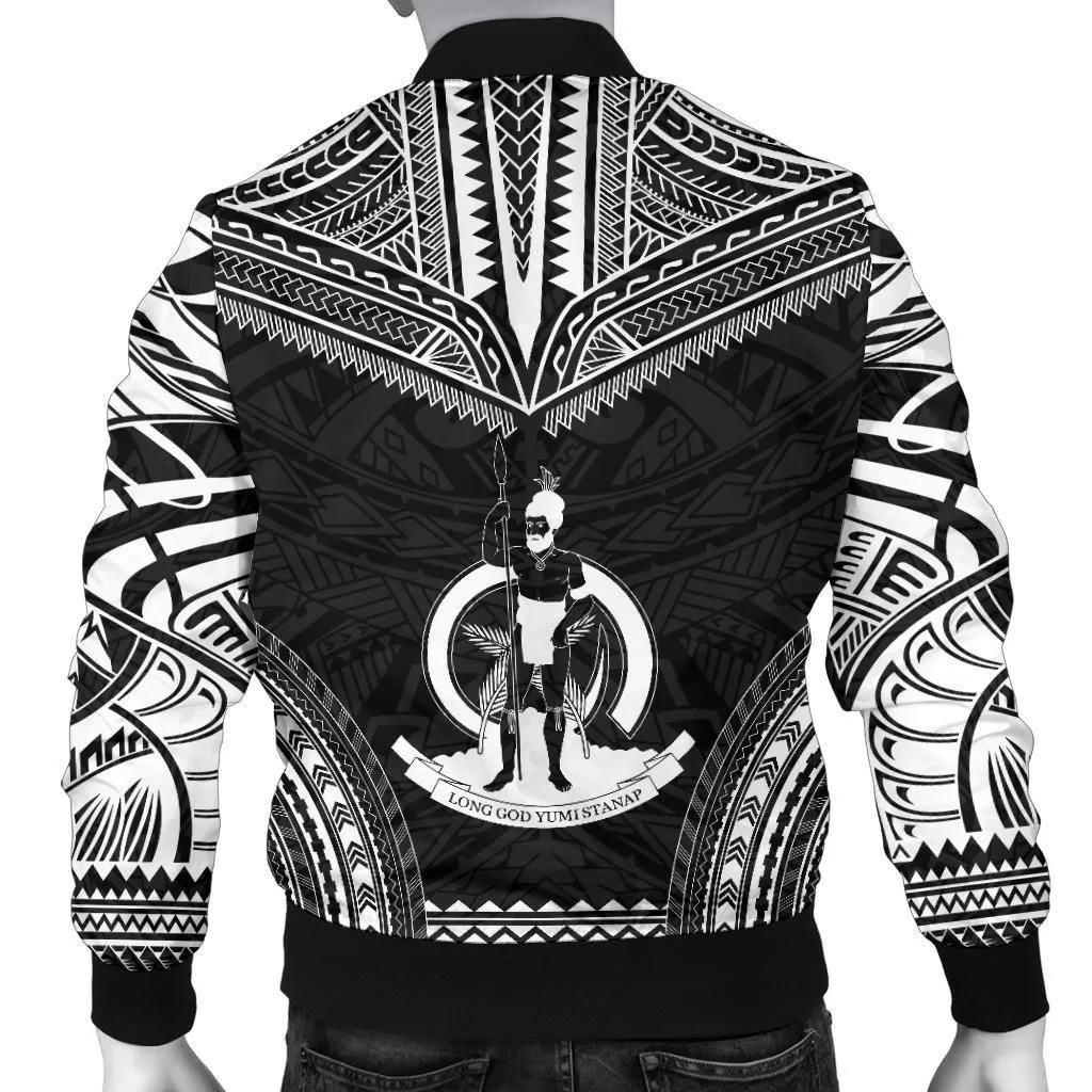 Alohawaii Jacket - Bomber Jacket Vanuatu Polynesian Chief - Black Version - Bn10