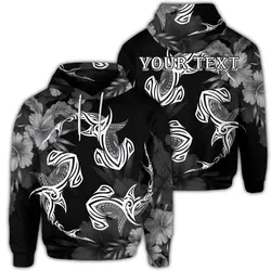 (Personalised) Hawaiian Hammerhead Shark Hibiscus White Polynesian Hoodie - AH