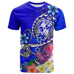 Tonga T shirt - Turtle Plumeria (BLUE)