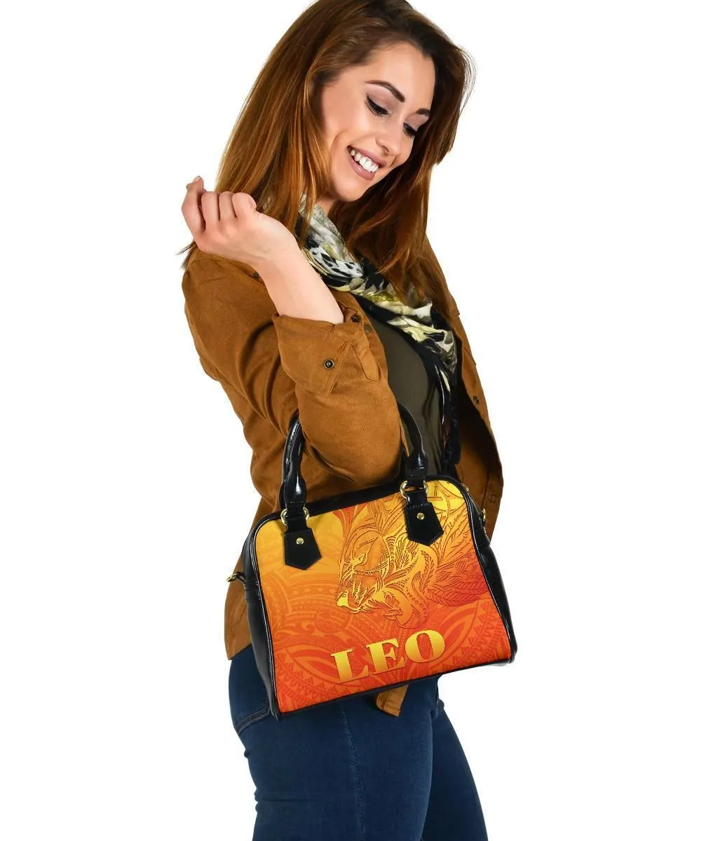 Sun In Leo Zodiac Shoulder Handbag Polynesian Tattoo Simple - Orange