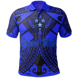 Kosrae Custom Personalised Polo Shirts - Blue Seal with Polynesian Tattoo