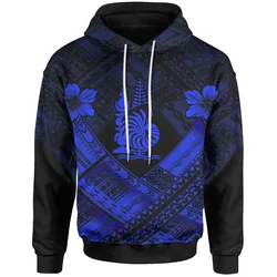 New Caledonia Polynesian Hoodie- New Caledonia Blue Seal Camisole Hibiscus Style