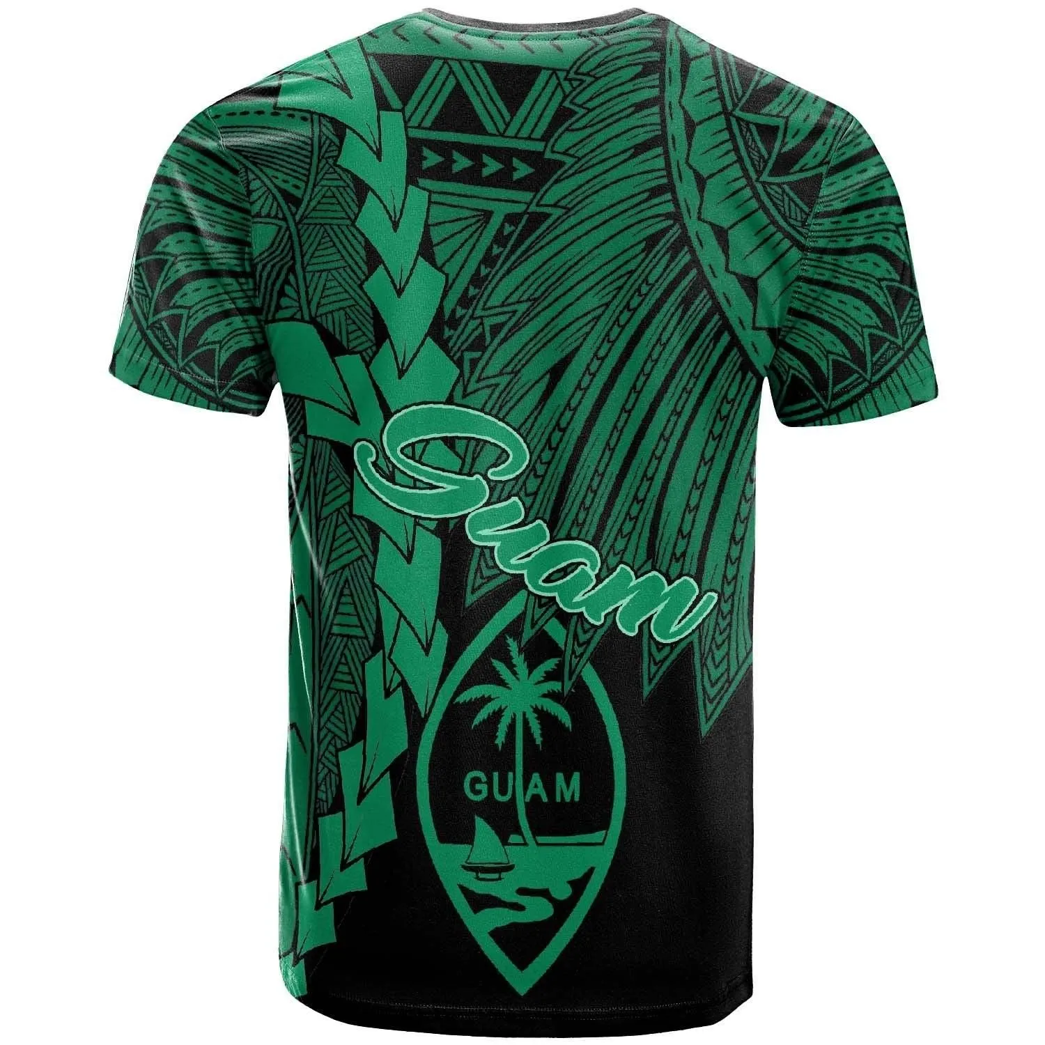 Guam Polynesian Custom Personalised T shirt - Tribal Wave Tattoo Green