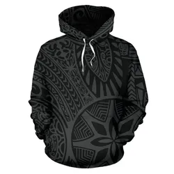 Alohawaii Hoodie - Polynesian Hawaiian Style Tribal Tattoo Gray Pullover - AH - JR