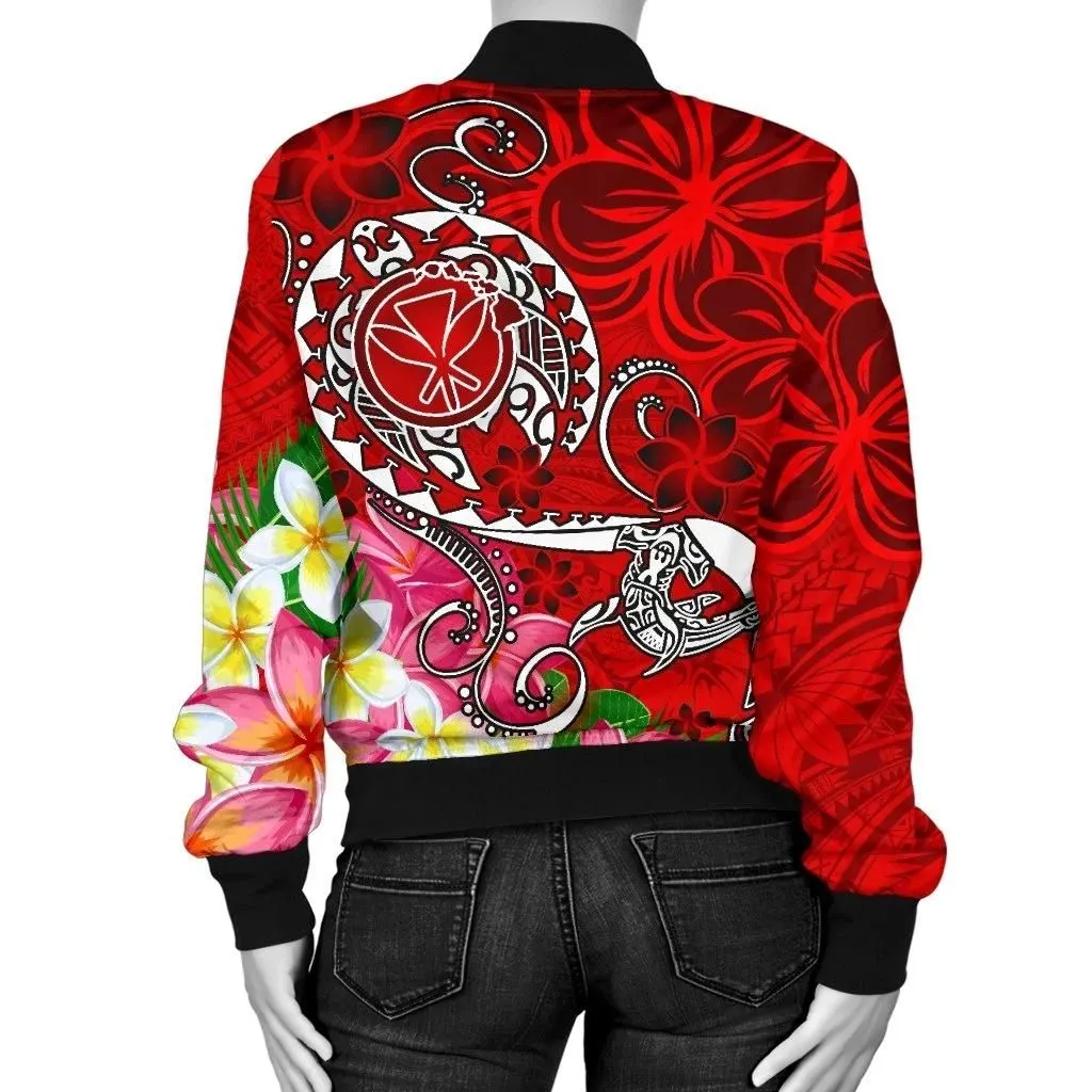 FamilyGater Jacket - Bomber Jacket Hawaii - Turtle Plumeria Polynesian Tattoo Red Color - BN18