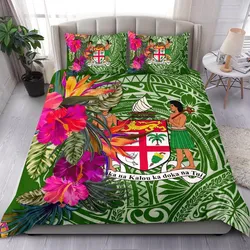 Fiji Bedding Set - Hibiscus Polynesian Pattern Green Version