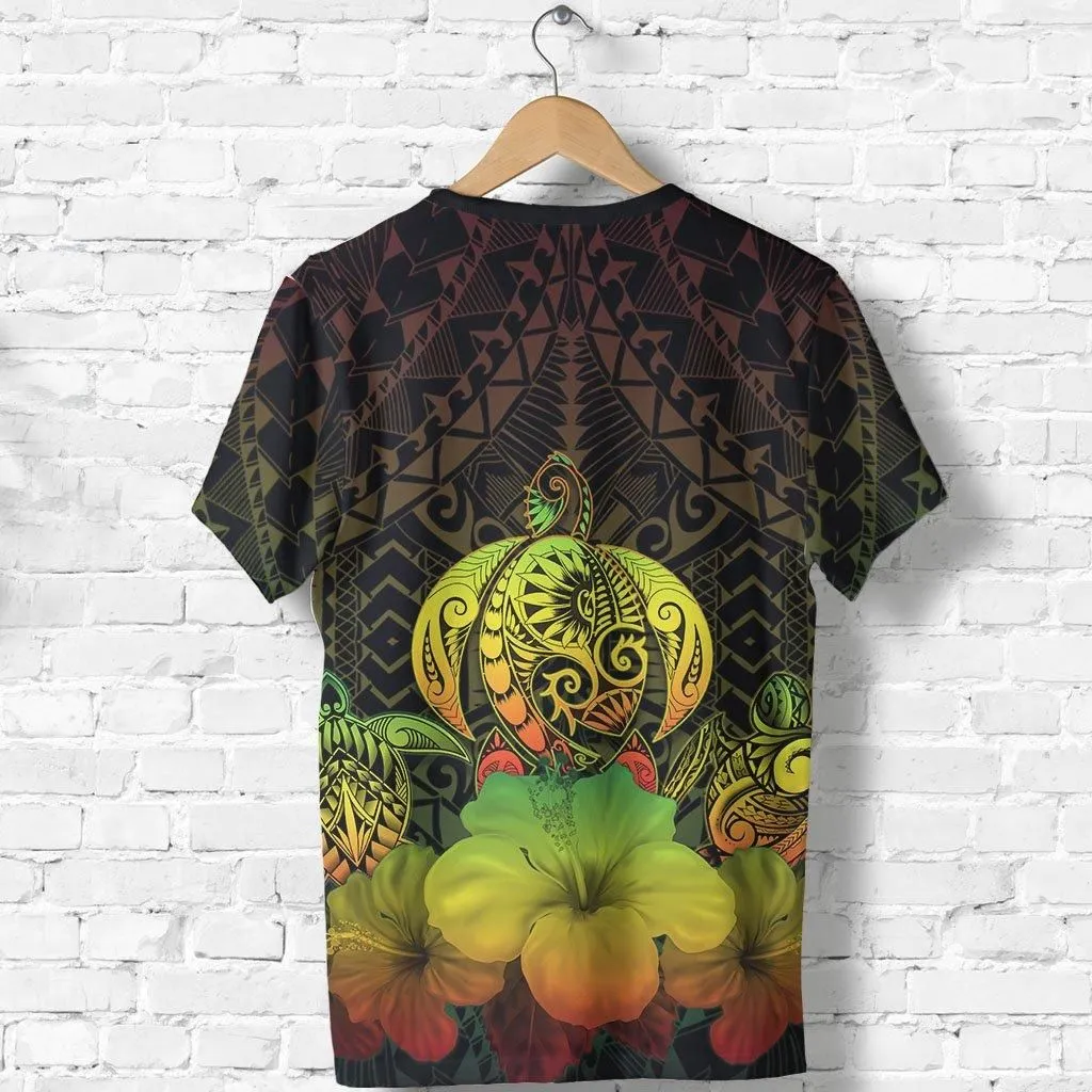 Kanaka Maoli Hawaiian T Shirt Reggae Turtle Polynesian With Hibiscus