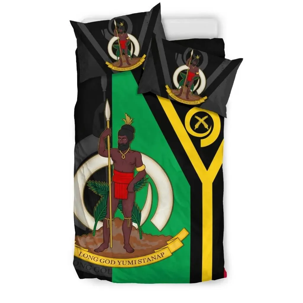 Alohawaii Bedding Set - Cover and Pillow Cases Vanuatu Flag Coat Of Arm - J4