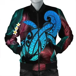 FamilyGaterJacket - Hawaii Turtle Polynesian Tropical Bomber Jacket - Ghia Style - AH - J4R