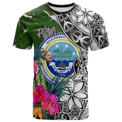 Federated States of Micronesia T-Shirt White - Turtle Plumeria Banana Leaf - BN11