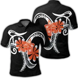 Hawaiian Plumeria Polynesian Orange Polo Shirt