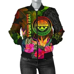 Federated States of Micronesia Polynesian Personalised Bomber Jackets -  Hibiscus and Banana Leaves - BN15