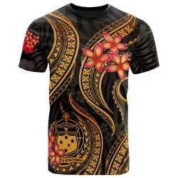 Samoa Polynesian T-Shirt - Gold Plumeria - BN11