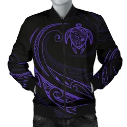 FamilyGater Jacket - Hawaii Turtle Map Polynesian Men's Bomber Jacket - Purple - Frida Style - AH J9