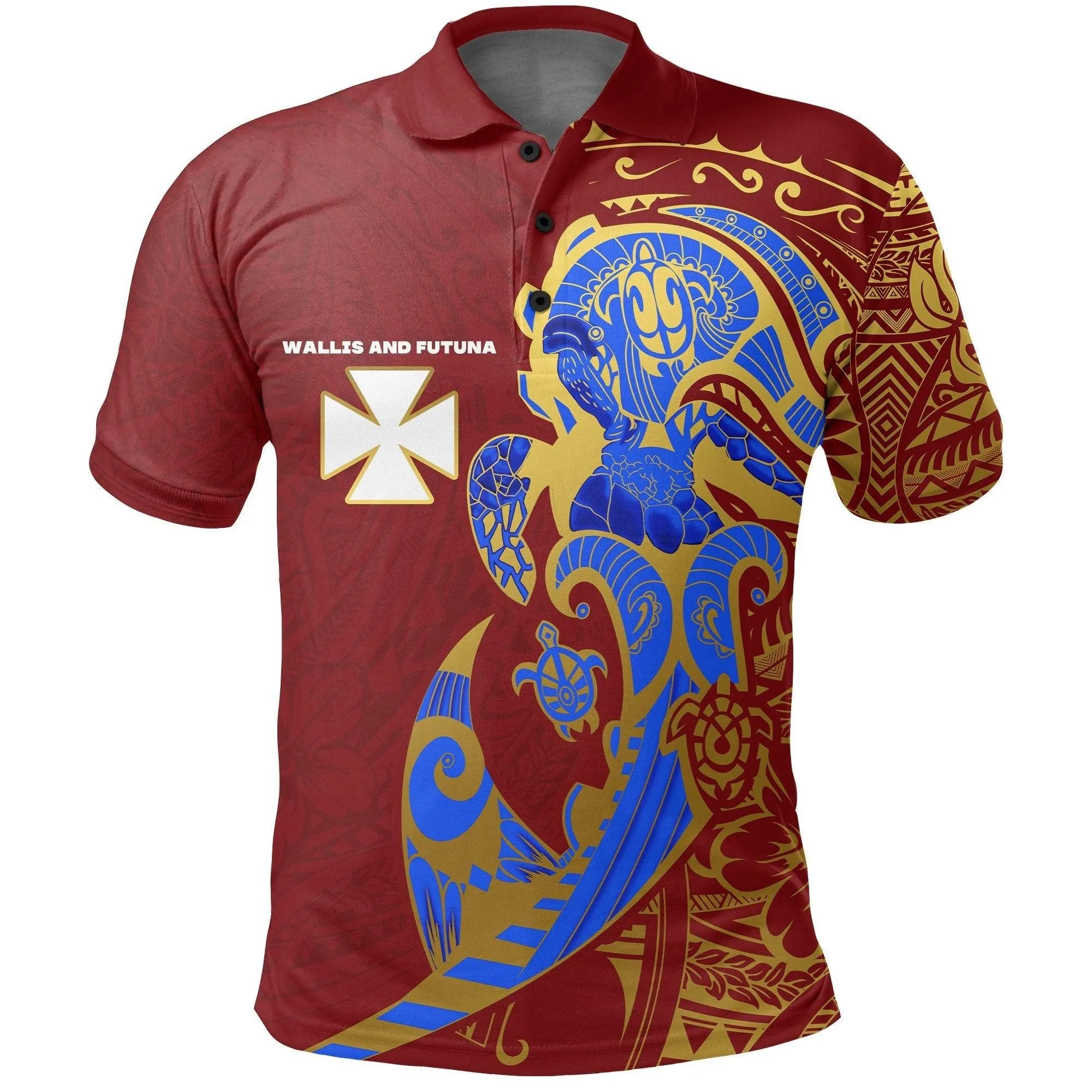 (Custom Personalised) Wallis and Futuna Polo Shirt Polynesian Royal Style LT16