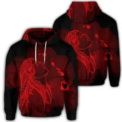 Alohawaii Hoodie - Hawaiian Map Heart Hula Girl Hibiscus Red Polynesian Hoodie - AH - J4R
