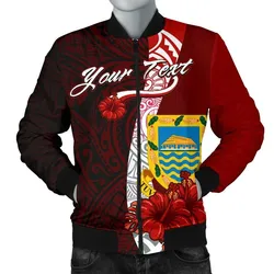 Tuvalu Polynesian Custom Personalised Mens Bomber Jacket - Coat Of Arm With Hibiscus