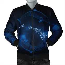 Hawaiian Map Galaxy Zodiac Dolphin Polynesian Bomber Jacket - AH