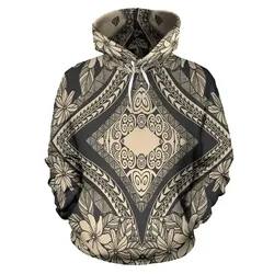 Alohawaii Hoodie - Polynesian Plumeria Mix Gray Pullover - AH - JR