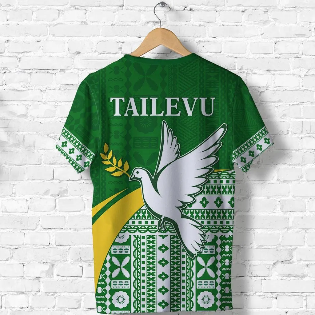 Tailevu Rugby T Shirt Fiji Rugby Tapa Pattern Green LT13