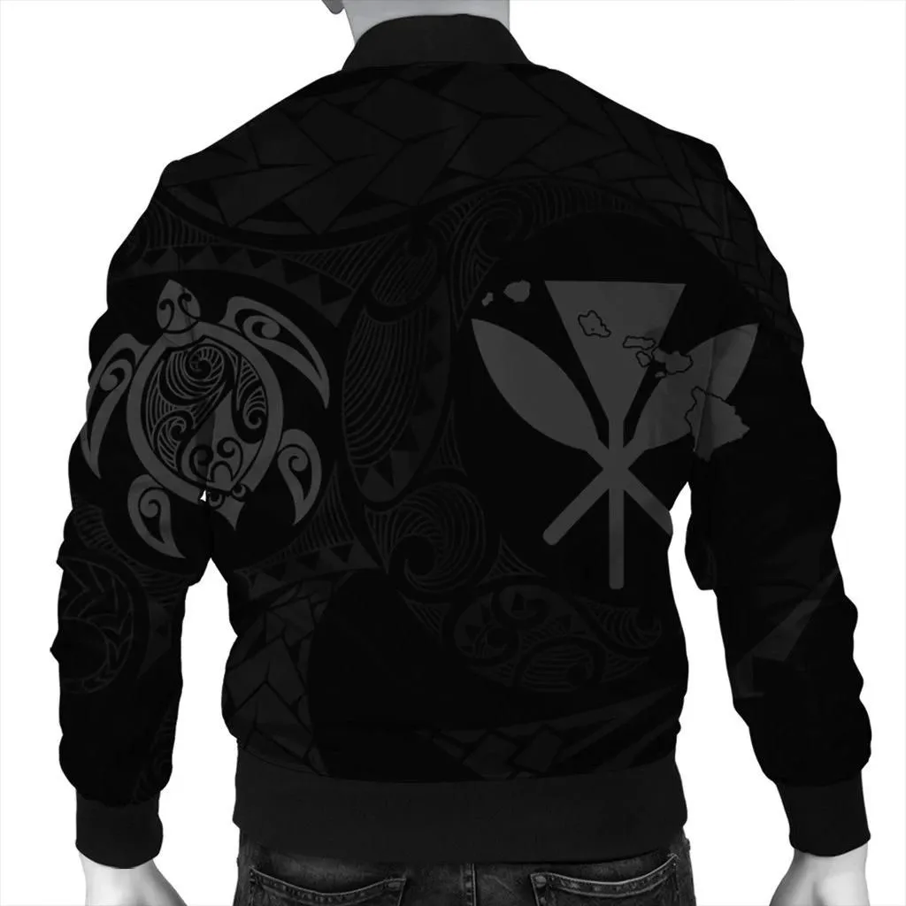 FamilyGater Jacket - Hawaiian Kanaka Turtle Polynesian Bomber Jacket Gray AH - J7R