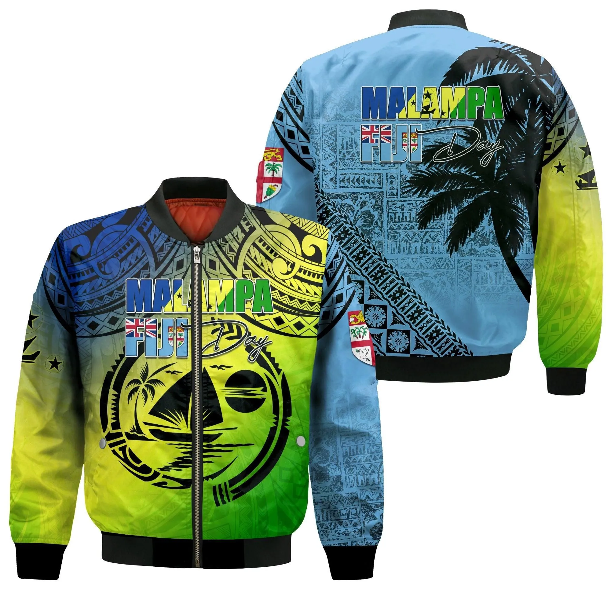 Malampa Fiji Day Bomber Jacket Flags Mix Style LT7
