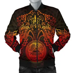 American Samoa Polynesian Bomber Jacket (Men) - Red Turtle Manta Ray - BN18